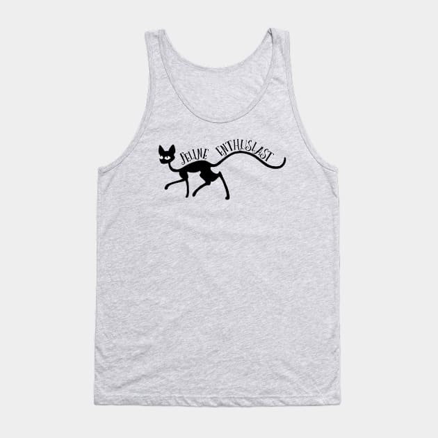 Feline Enthusiast Black Cat Silhouette Tank Top by CarleahUnique